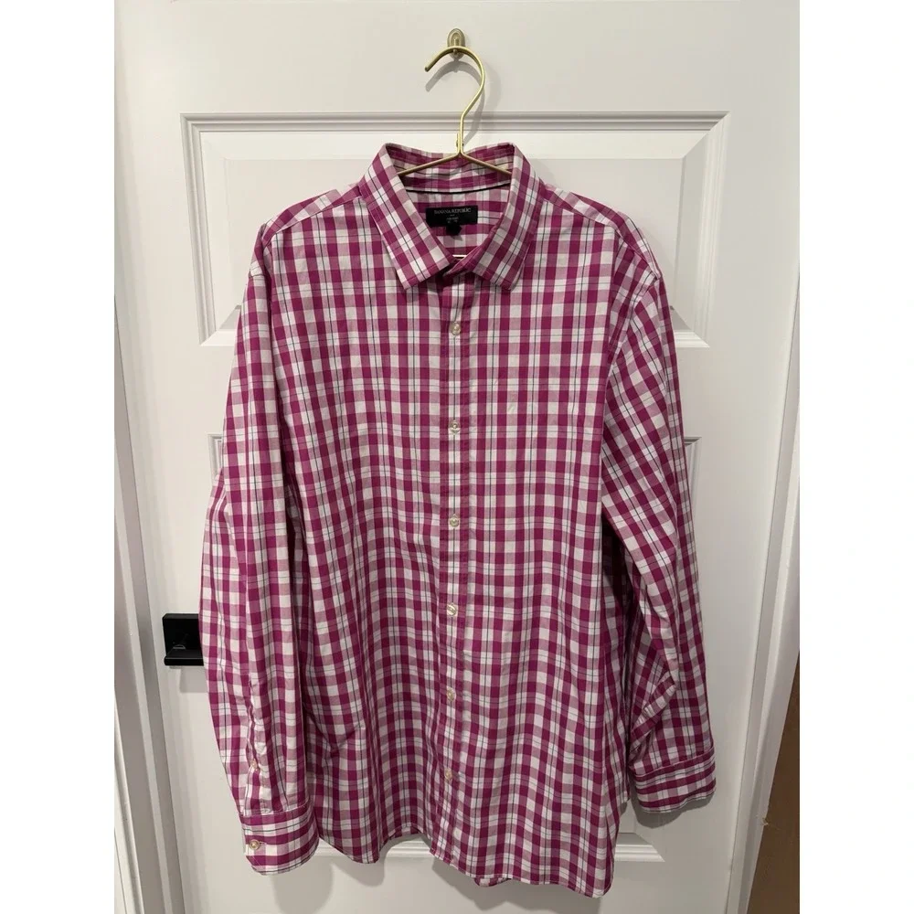 BANANA REPUBLIC Men's Long Sleeve Shirt XXL 2XL 18-18 1/2 36in. Violet Blue Sexy